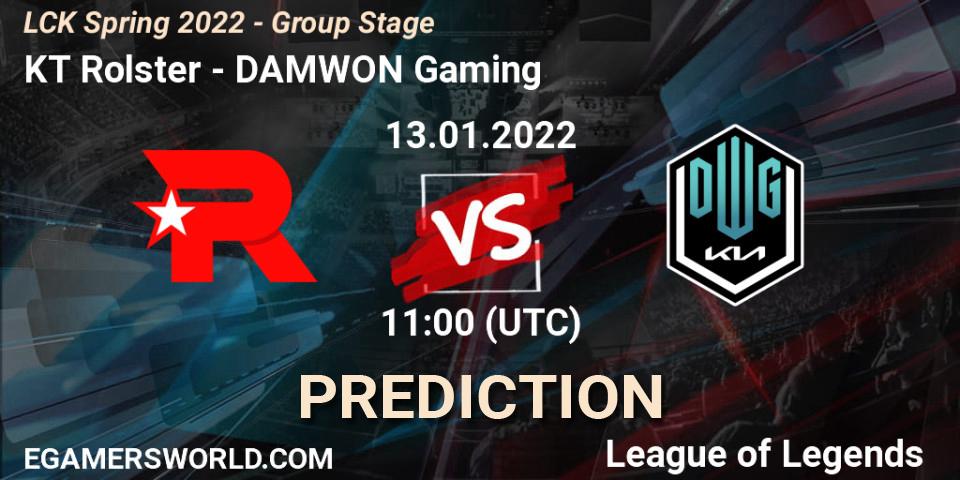 Pronóstico KT Rolster - DAMWON Gaming. 13.01.2022 at 11:45, LoL, LCK Spring 2022 - Group Stage