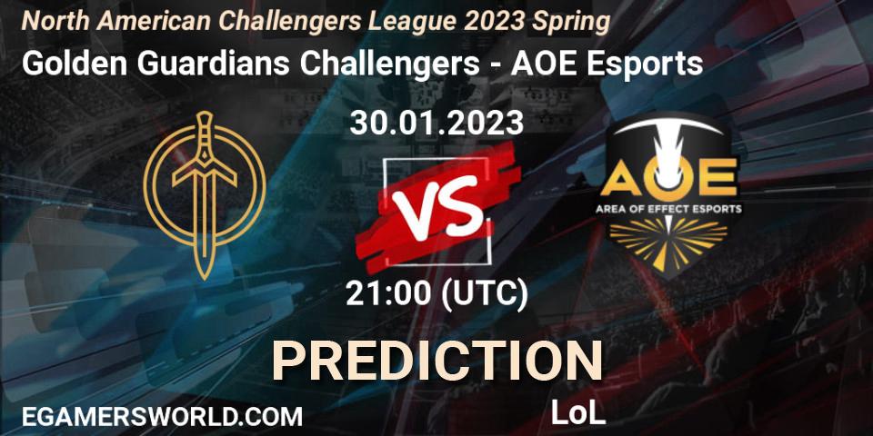 Pronóstico Golden Guardians Challengers - AOE Esports. 30.01.23, LoL, NACL 2023 Spring - Group Stage