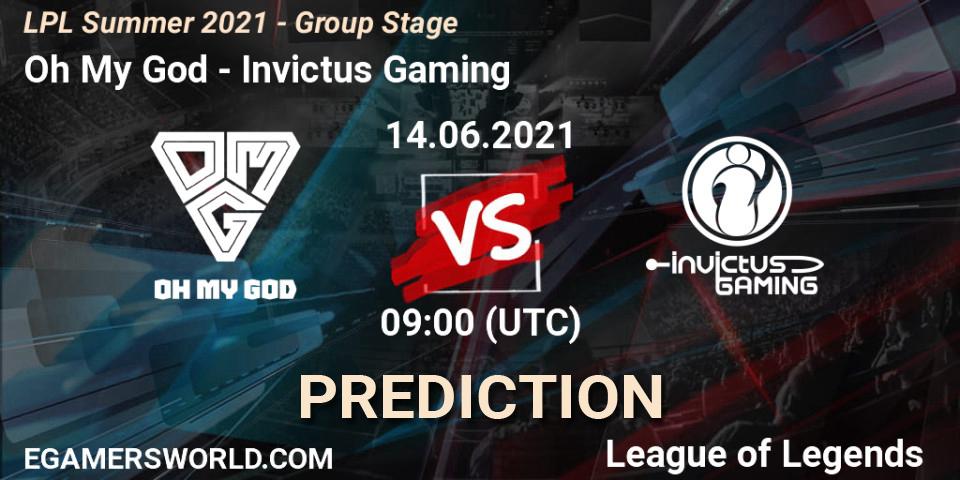Pronóstico Oh My God - Invictus Gaming. 14.06.2021 at 09:00, LoL, LPL Summer 2021 - Group Stage