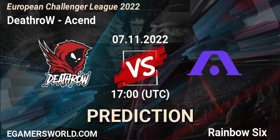 Pronóstico DeathroW - Acend. 07.11.22, Rainbow Six, European Challenger League 2022