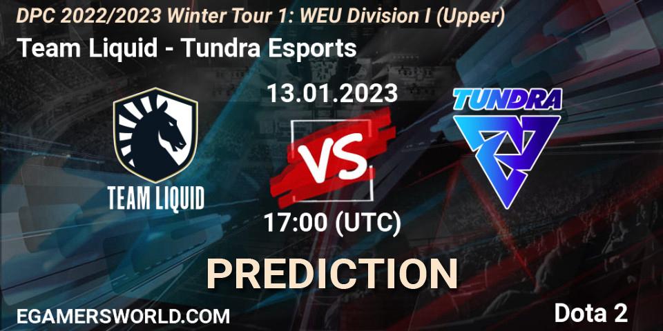 Pronóstico Team Liquid - Tundra Esports. 13.01.2023 at 16:55, Dota 2, DPC 2022/2023 Winter Tour 1: WEU Division I (Upper)