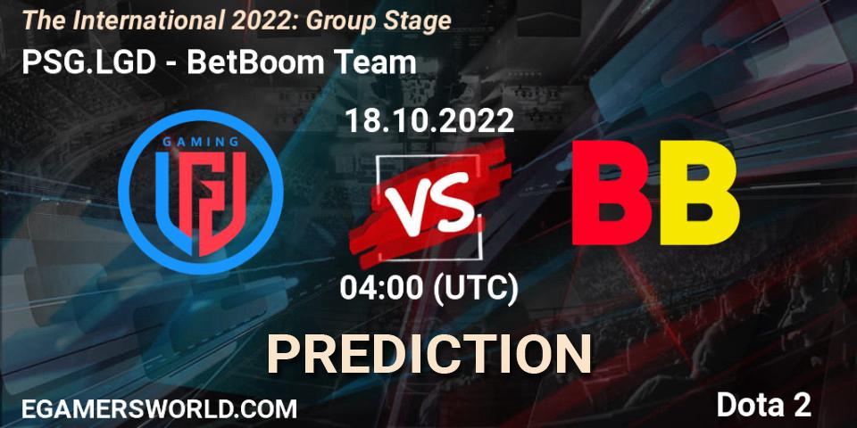 Pronóstico PSG.LGD - BetBoom Team. 18.10.2022 at 04:20, Dota 2, The International 2022: Group Stage