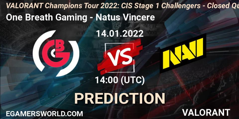 Pronóstico One Breath Gaming - Natus Vincere. 14.01.2022 at 14:00, VALORANT, VCT 2022: CIS Stage 1 Challengers - Closed Qualifier 1