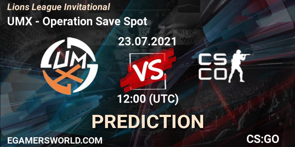 Pronóstico UMX - Operation Save Spot. 23.07.2021 at 12:00, Counter-Strike (CS2), Lions League Invitational
