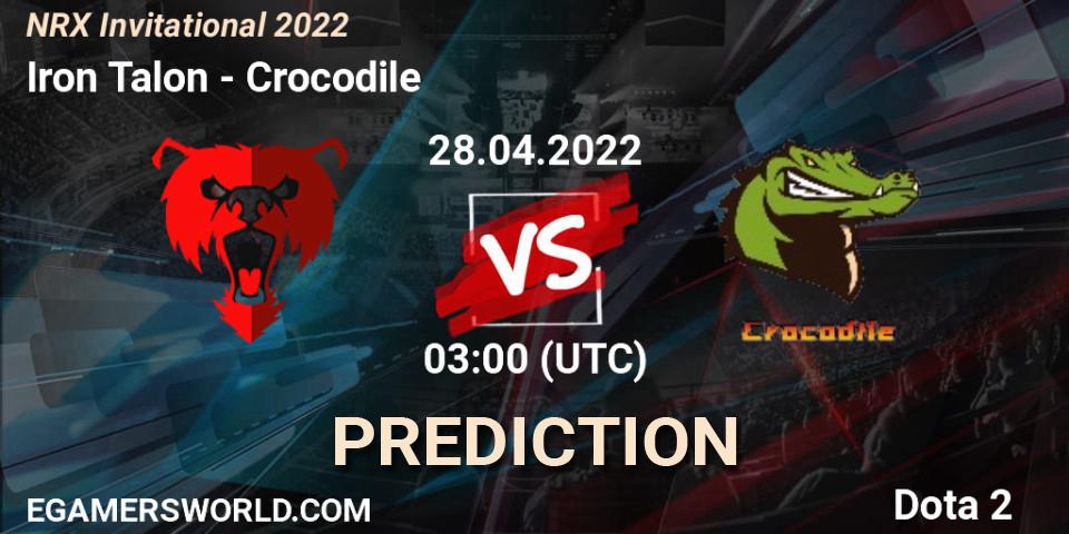 Pronóstico Iron Talon - Crocodile. 28.04.2022 at 03:11, Dota 2, NRX Invitational 2022