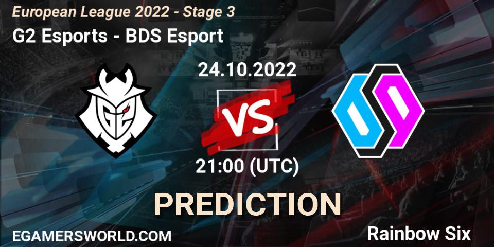 Pronóstico G2 Esports - BDS Esport. 24.10.2022 at 19:45, Rainbow Six, European League 2022 - Stage 3