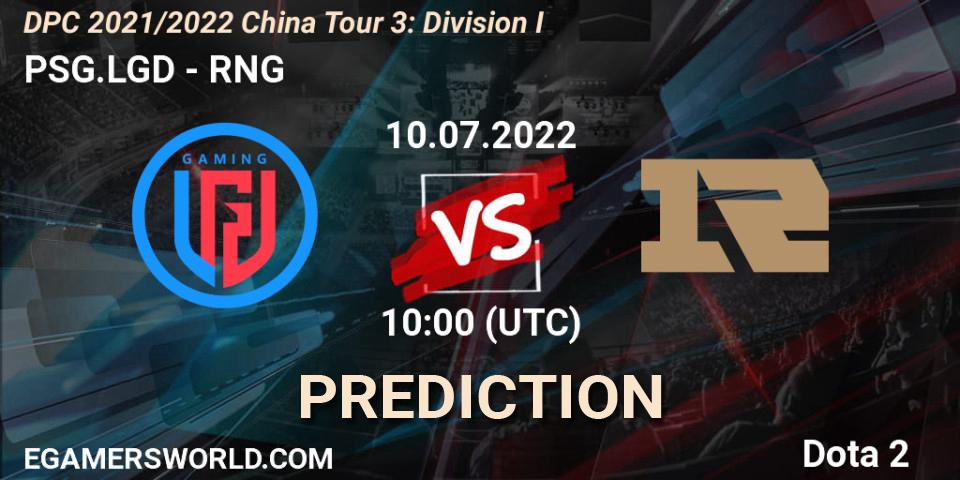 Pronóstico PSG.LGD - RNG. 10.07.22, Dota 2, DPC 2021/2022 China Tour 3: Division I