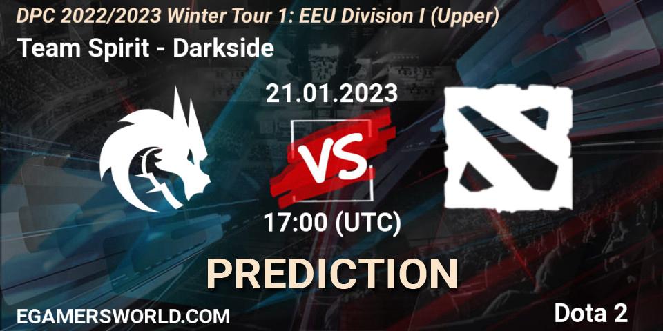 Pronóstico Team Spirit - Darkside. 21.01.23, Dota 2, DPC 2022/2023 Winter Tour 1: EEU Division I (Upper)