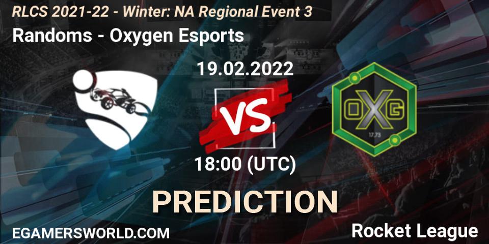 Pronóstico Randoms - Oxygen Esports. 19.02.2022 at 18:00, Rocket League, RLCS 2021-22 - Winter: NA Regional Event 3