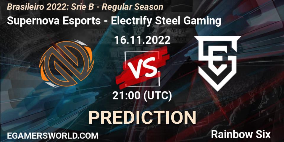 Pronóstico Supernova Esports - Electrify Steel Gaming. 16.11.2022 at 21:00, Rainbow Six, Brasileirão 2022: Série B - Regular Season