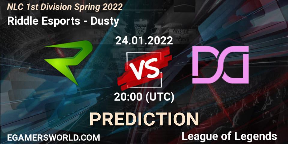 Pronóstico Riddle Esports - Dusty. 24.01.2022 at 21:00, LoL, NLC 1st Division Spring 2022