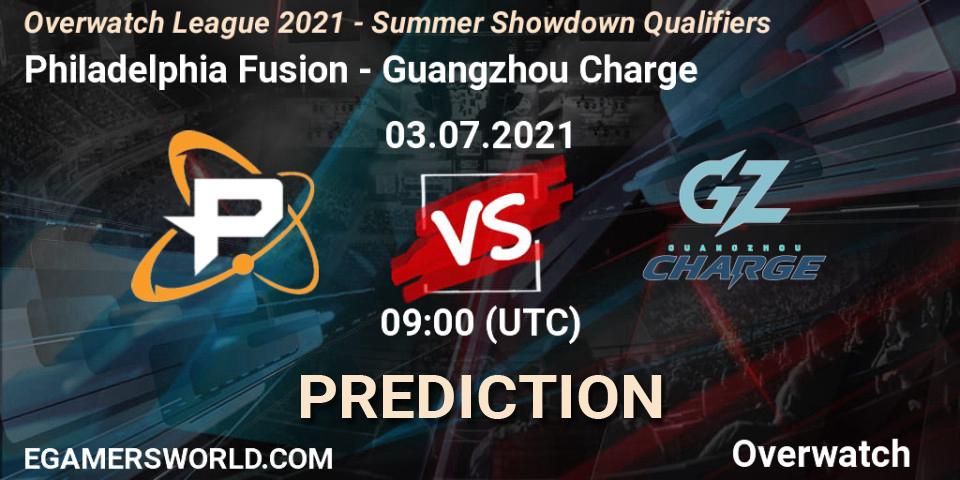 Pronóstico Philadelphia Fusion - Guangzhou Charge. 03.07.2021 at 09:00, Overwatch, Overwatch League 2021 - Summer Showdown Qualifiers