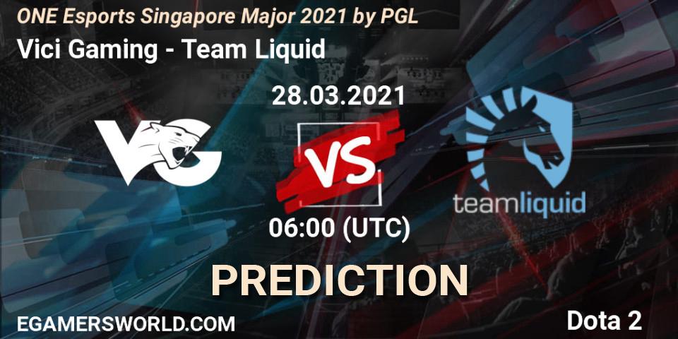 Pronóstico Vici Gaming - Team Liquid. 28.03.2021 at 06:10, Dota 2, ONE Esports Singapore Major 2021
