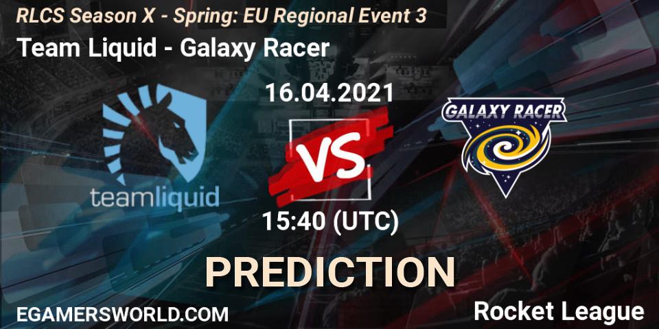 Pronóstico Team Liquid - Galaxy Racer. 16.04.2021 at 15:40, Rocket League, RLCS Season X - Spring: EU Regional Event 3
