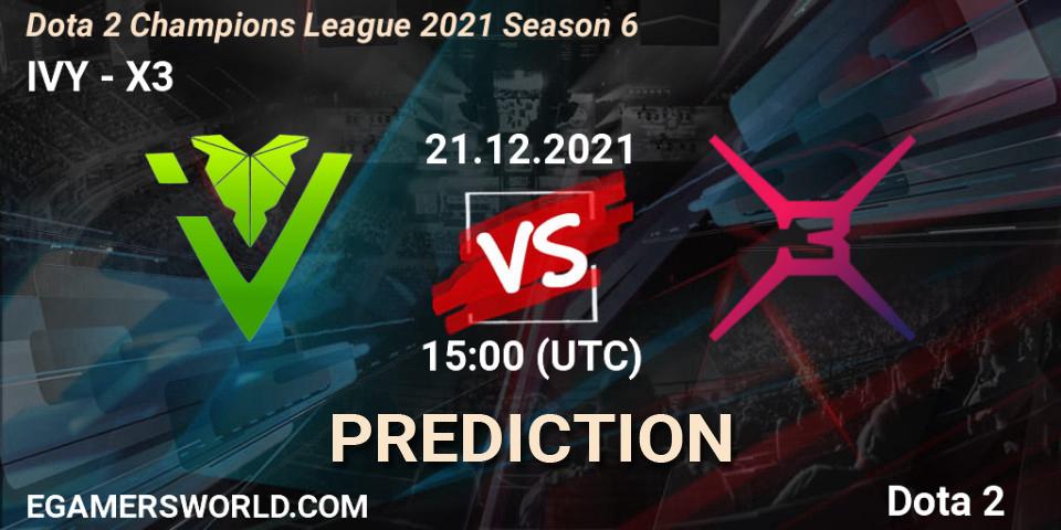 Pronóstico IVY - X3. 21.12.21, Dota 2, Dota 2 Champions League 2021 Season 6