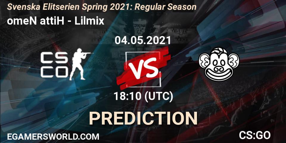 Pronóstico omeN attiH - Lilmix. 04.05.2021 at 18:10, Counter-Strike (CS2), Svenska Elitserien Spring 2021: Regular Season