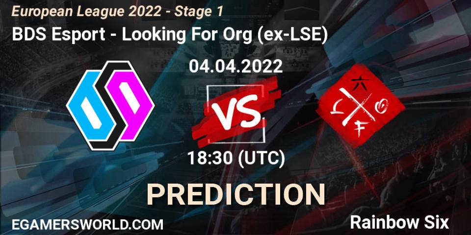 Pronóstico BDS Esport - Looking For Org (ex-LSE). 04.04.22, Rainbow Six, European League 2022 - Stage 1
