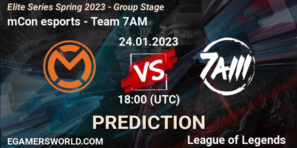 Pronóstico mCon esports - Team 7AM. 24.01.2023 at 18:00, LoL, Elite Series Spring 2023 - Group Stage