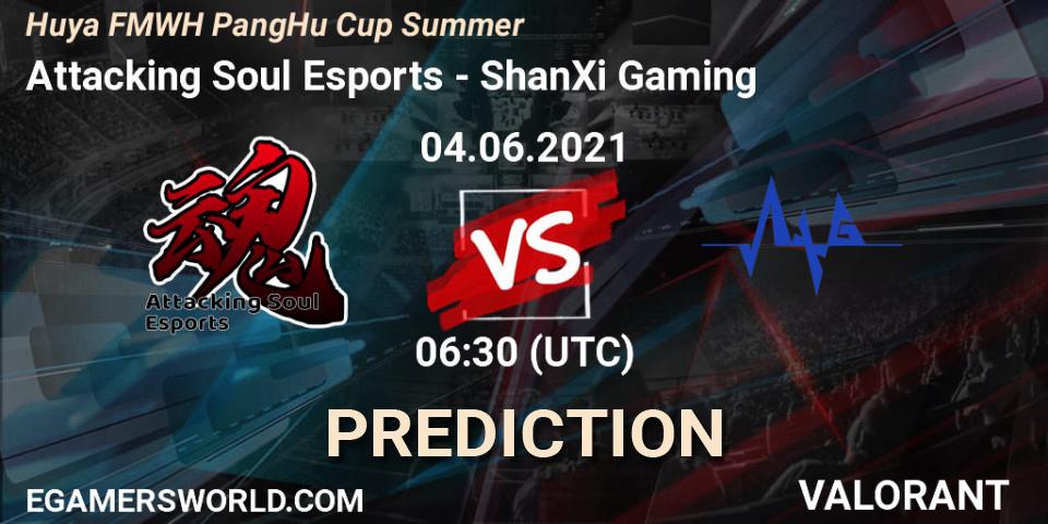 Pronóstico Attacking Soul Esports - ShanXi Gaming. 04.06.2021 at 06:30, VALORANT, Huya FMWH PangHu Cup Summer