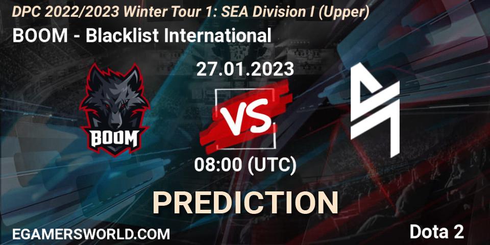 Pronóstico BOOM - Blacklist International. 27.01.2023 at 08:00, Dota 2, DPC 2022/2023 Winter Tour 1: SEA Division I (Upper)