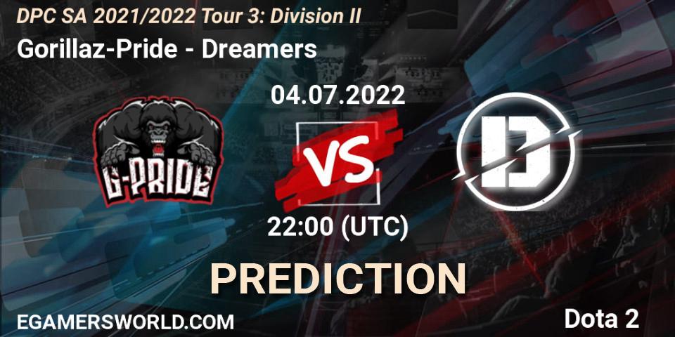 Pronóstico Gorillaz-Pride - Dreamers. 04.07.22, Dota 2, DPC SA 2021/2022 Tour 3: Division II