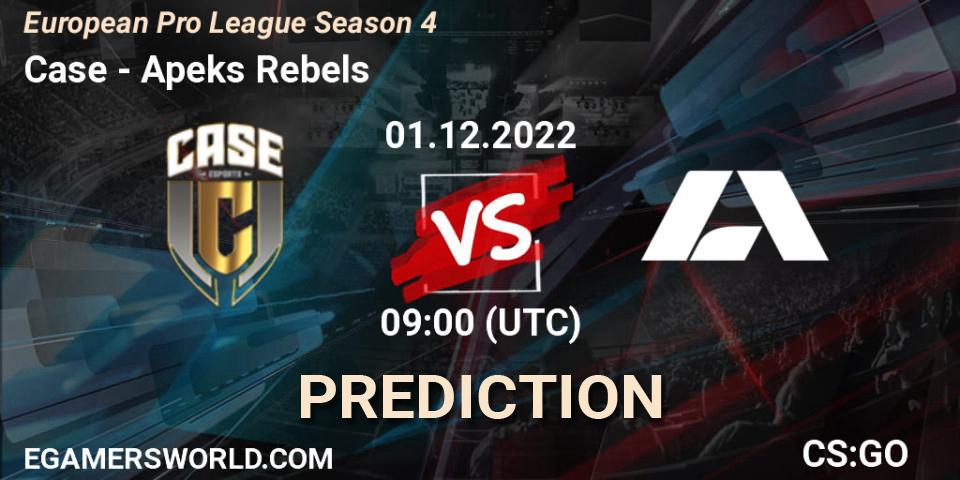 Pronóstico Case - Apeks Rebels. 01.12.22, CS2 (CS:GO), European Pro League Season 4