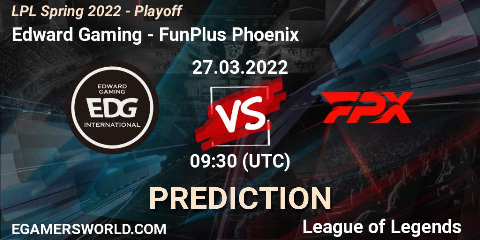 Pronóstico Edward Gaming - FunPlus Phoenix. 27.03.2022 at 08:45, LoL, LPL Spring 2022 - Playoff