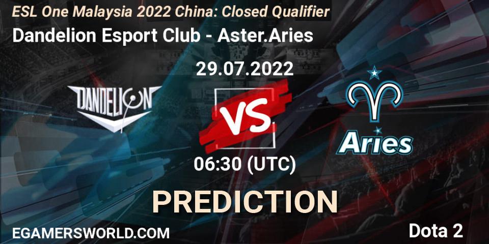 Pronóstico Dandelion Esport Club - Aster.Aries. 29.07.2022 at 06:32, Dota 2, ESL One Malaysia 2022 China: Closed Qualifier