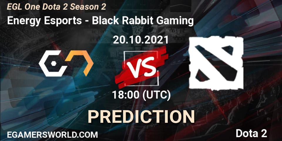 Pronóstico Energy Esports - Black Rabbit Gaming. 20.10.2021 at 18:01, Dota 2, EGL One Dota 2 Season 2