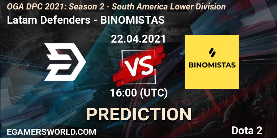 Pronóstico Latam Defenders - BINOMISTAS. 22.04.2021 at 16:00, Dota 2, OGA DPC 2021: Season 2 - South America Lower Division 
