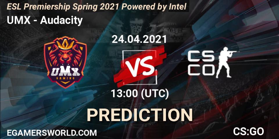 Pronóstico UMX - Audacity eSports. 24.04.2021 at 13:00, Counter-Strike (CS2), ESL Premiership: Spring 2021