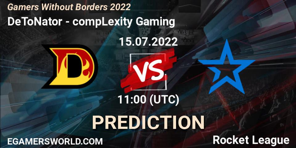 Pronóstico DeToNator - compLexity Gaming. 15.07.2022 at 11:00, Rocket League, Gamers Without Borders 2022