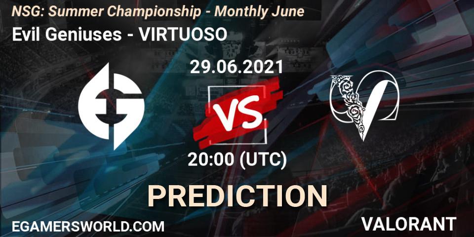 Pronóstico Evil Geniuses - VIRTUOSO. 29.06.2021 at 21:00, VALORANT, NSG: Summer Championship - Monthly June
