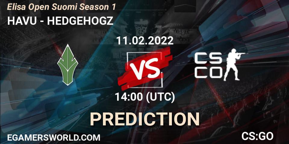 Pronóstico HAVU - HEDGEHOGZ. 11.02.2022 at 14:00, Counter-Strike (CS2), Elisa Open Suomi Season 1