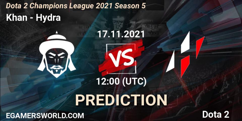 Pronóstico Khan - Hydra. 17.11.21, Dota 2, Dota 2 Champions League 2021 Season 5