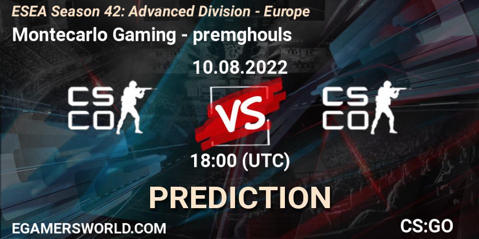 Pronóstico Montecarlo Gaming - premghouls. 10.08.2022 at 18:00, Counter-Strike (CS2), ESEA Season 42: Advanced Division - Europe