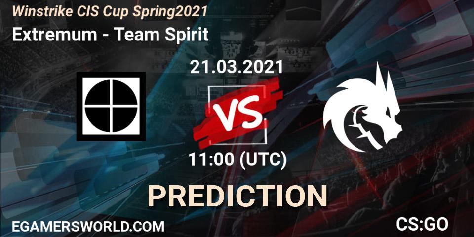Pronóstico Extremum - Team Spirit. 21.03.2021 at 12:30, Counter-Strike (CS2), Winstrike CIS Cup Spring 2021