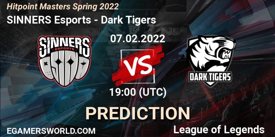 Pronóstico SINNERS Esports - Dark Tigers. 07.02.2022 at 19:00, LoL, Hitpoint Masters Spring 2022