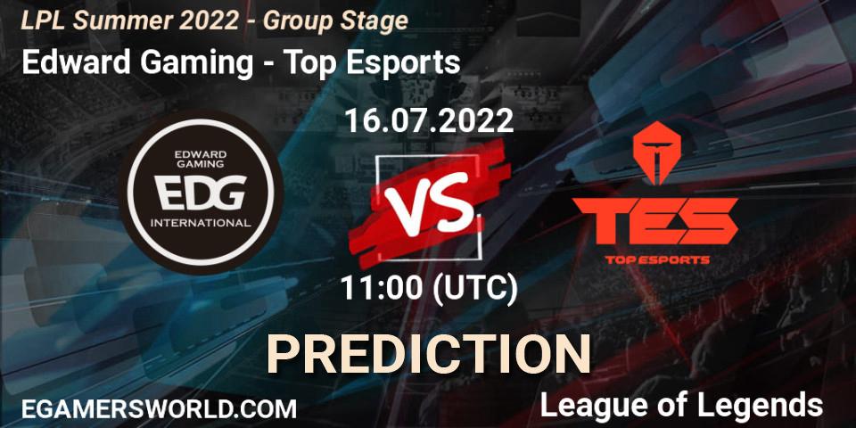 Pronóstico Edward Gaming - Top Esports. 16.07.2022 at 12:00, LoL, LPL Summer 2022 - Group Stage