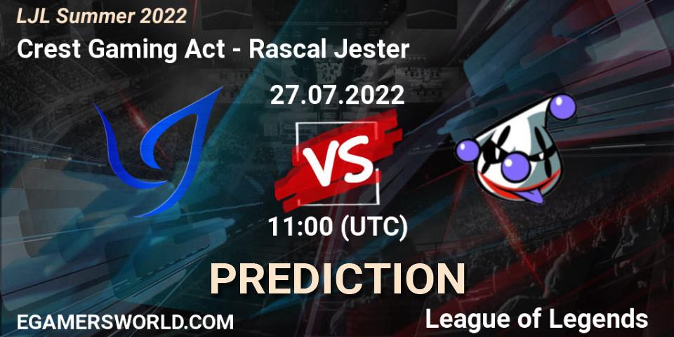 Pronóstico Crest Gaming Act - Rascal Jester. 27.07.2022 at 11:00, LoL, LJL Summer 2022