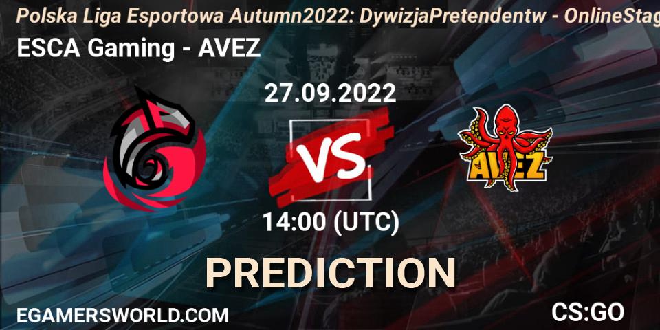 Pronóstico ESCA Gaming - AVEZ. 27.09.2022 at 14:00, Counter-Strike (CS2), Polska Liga Esportowa Autumn 2022: Dywizja Pretendentów - Online Stage