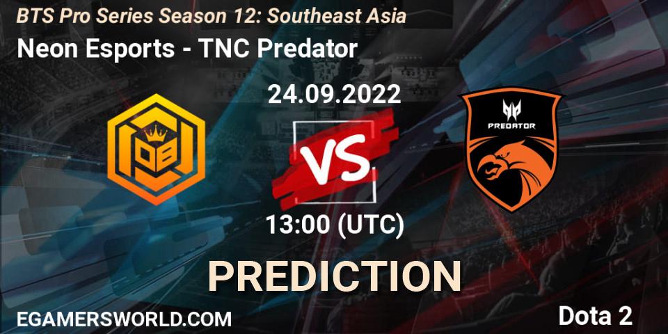 Pronóstico Neon Esports - TNC Predator. 24.09.2022 at 13:20, Dota 2, BTS Pro Series Season 12: Southeast Asia