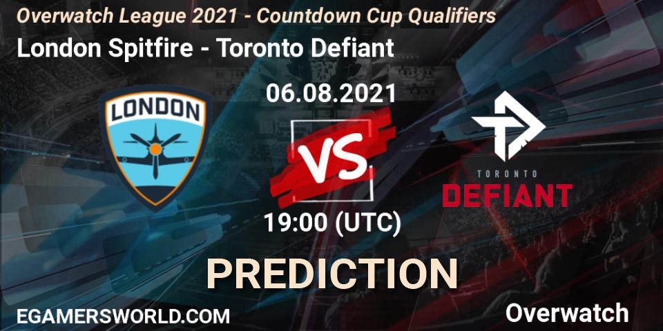 Pronóstico London Spitfire - Toronto Defiant. 06.08.2021 at 19:00, Overwatch, Overwatch League 2021 - Countdown Cup Qualifiers