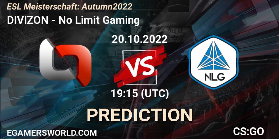 Pronóstico DIVIZON - No Limit Gaming. 20.10.2022 at 19:15, Counter-Strike (CS2), ESL Meisterschaft: Autumn 2022