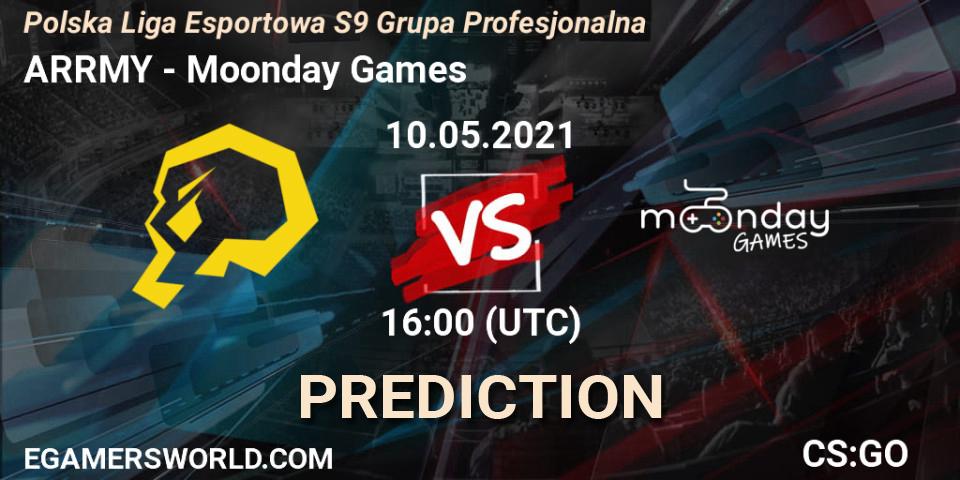 Pronóstico ARRMY - Moonday Games. 10.05.2021 at 16:00, Counter-Strike (CS2), Polska Liga Esportowa S9 Grupa Profesjonalna