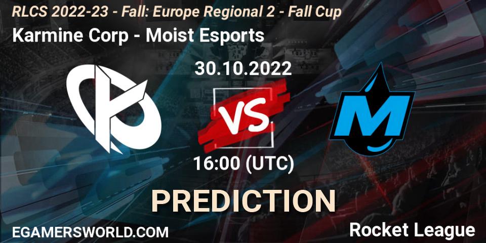 Pronóstico Karmine Corp - Moist Esports. 30.10.2022 at 16:00, Rocket League, RLCS 2022-23 - Fall: Europe Regional 2 - Fall Cup
