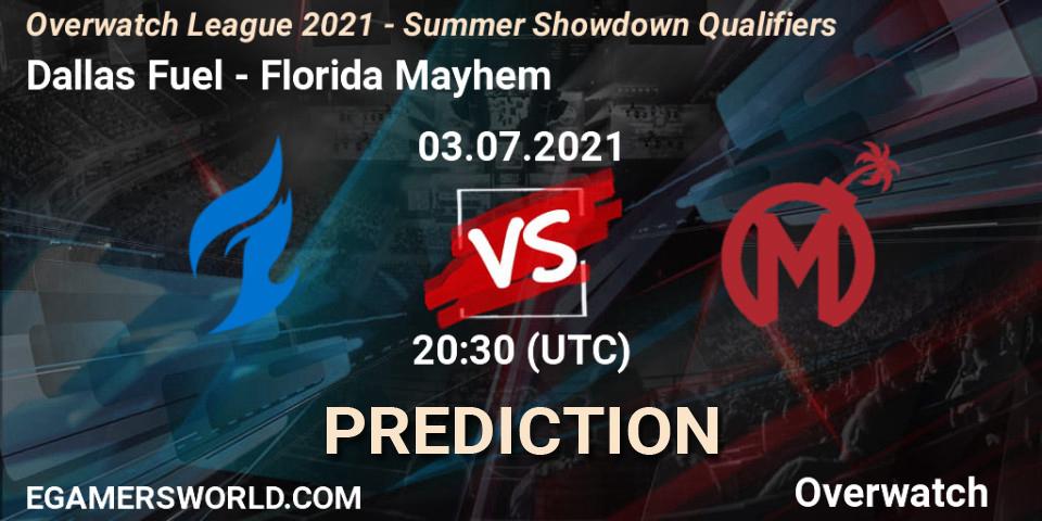 Pronóstico Dallas Fuel - Florida Mayhem. 03.07.2021 at 20:30, Overwatch, Overwatch League 2021 - Summer Showdown Qualifiers