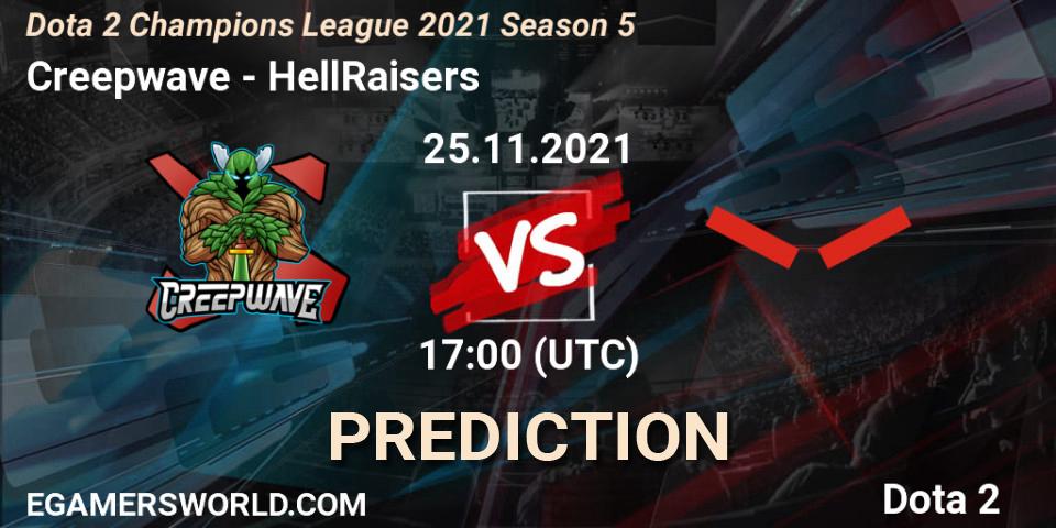Pronóstico Creepwave - HellRaisers. 25.11.2021 at 19:48, Dota 2, Dota 2 Champions League 2021 Season 5