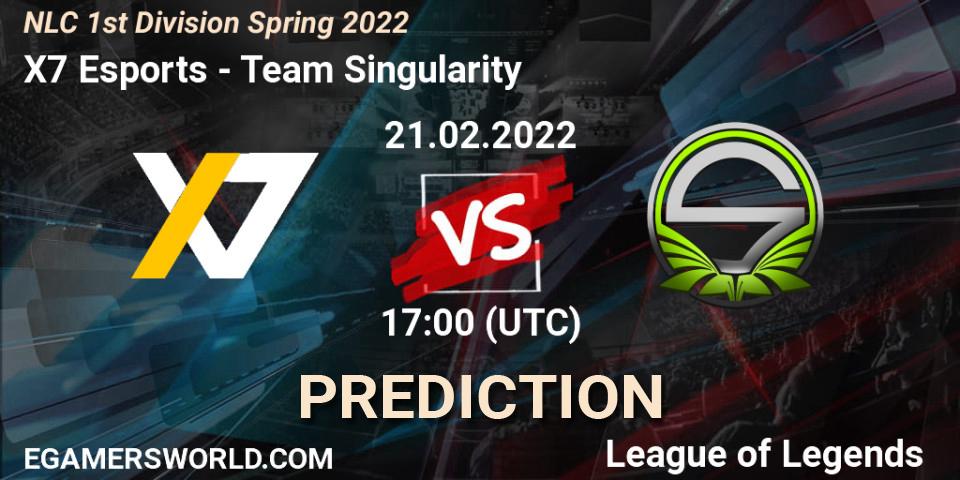 Pronóstico X7 Esports - Team Singularity. 21.02.2022 at 20:00, LoL, NLC 1st Division Spring 2022