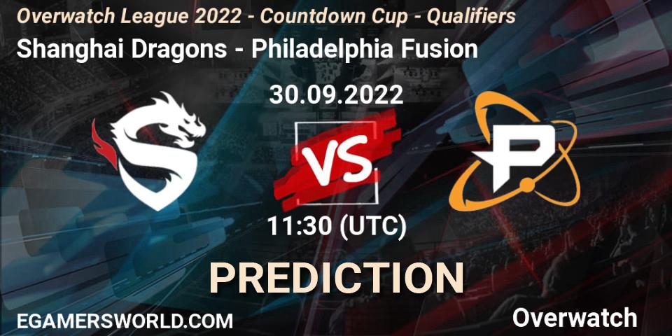 Pronóstico Shanghai Dragons - Philadelphia Fusion. 30.09.22, Overwatch, Overwatch League 2022 - Countdown Cup - Qualifiers